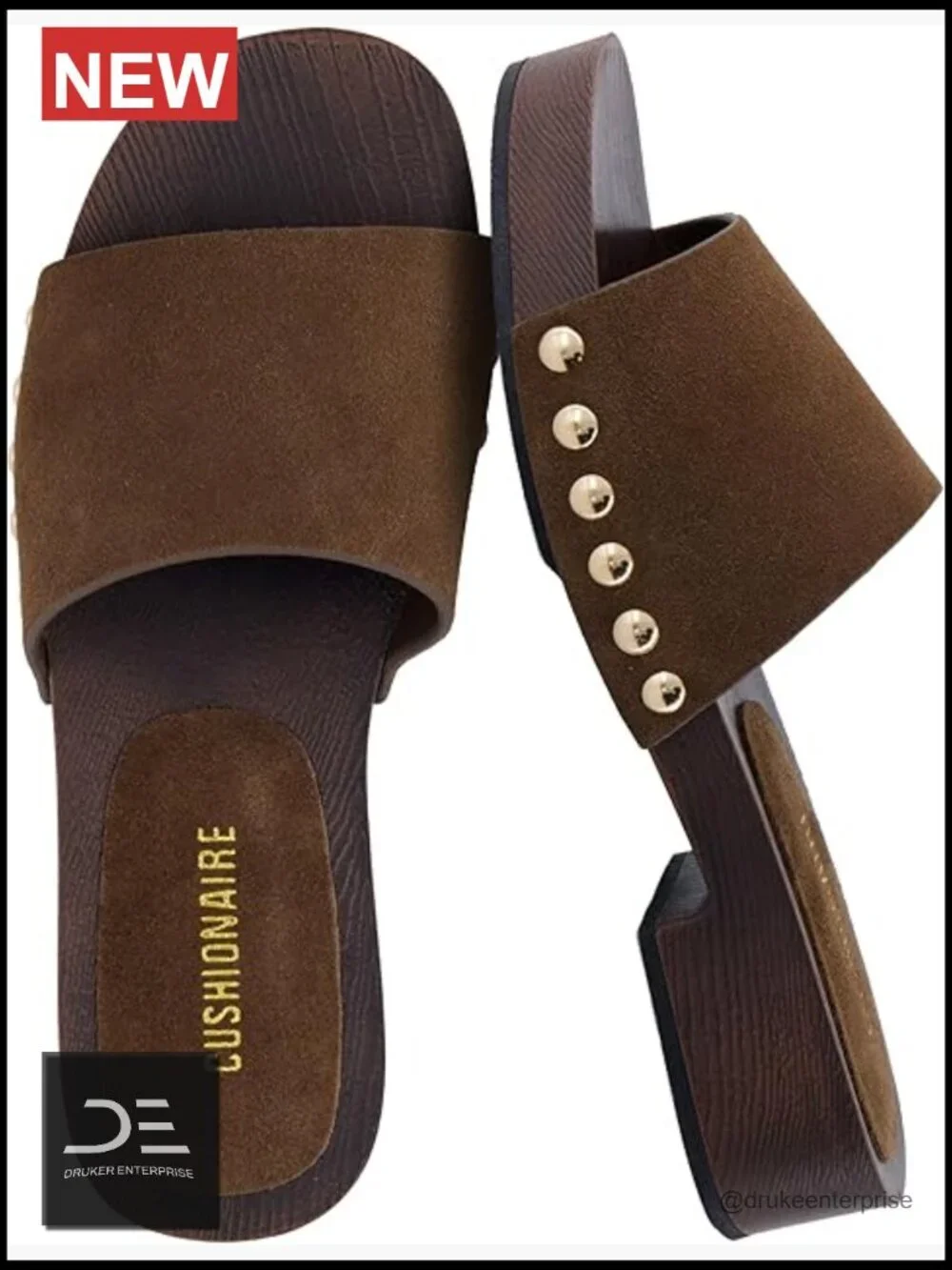 Genuine Suede Slides, Studded Sandals, Cushioned Footbed, Slip On